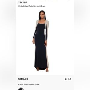 Xscape Black and Silver Long Sleeve Gown